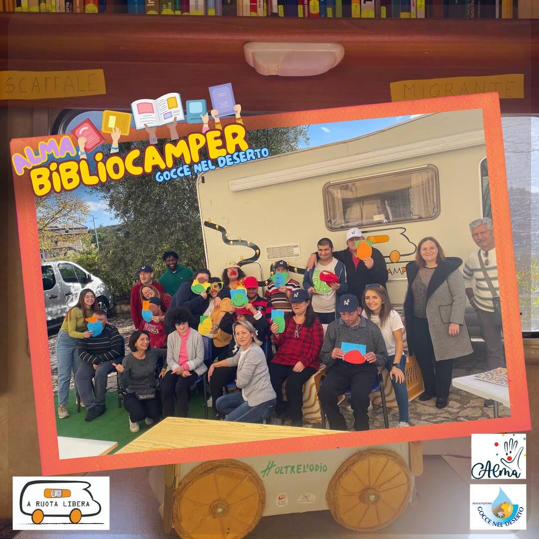 Bibliocamper fa tappa da Gocce nel Deserto per il Festival Itinerante del Libro e della Cultura - CSC Coop. Sociale e Alma - gocce nel deserto